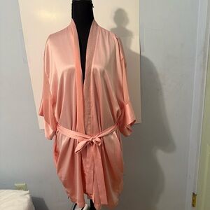 Victoria's Secret Gold Label Vintage Blush Satin Robe one small snag
